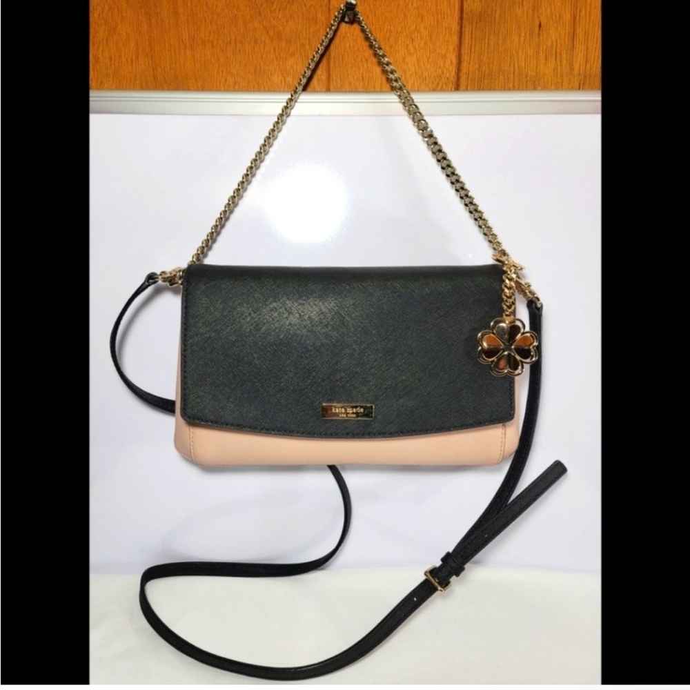 kate spade Black and Blush Two-Tone Crossbody with Gold Charm - Picture 2 of 3